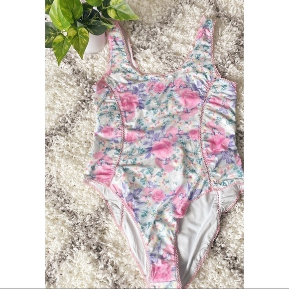 LoveShackFancy NWT Mikkel One Piece PRIMROSE PINKBERRY Swimsuit Size Large - Picture 7 of 16